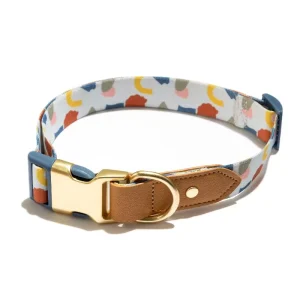 Fashion Dog Collar, Abstract Shapes Print, Multicolor, Small